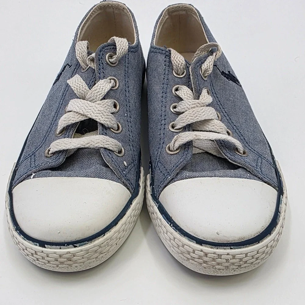 POLO RALPH LAUREN SLONE SNEAKERS GIRLS SIZE 13 CANVAS BLUE FLORAL LOW PONY KIDS